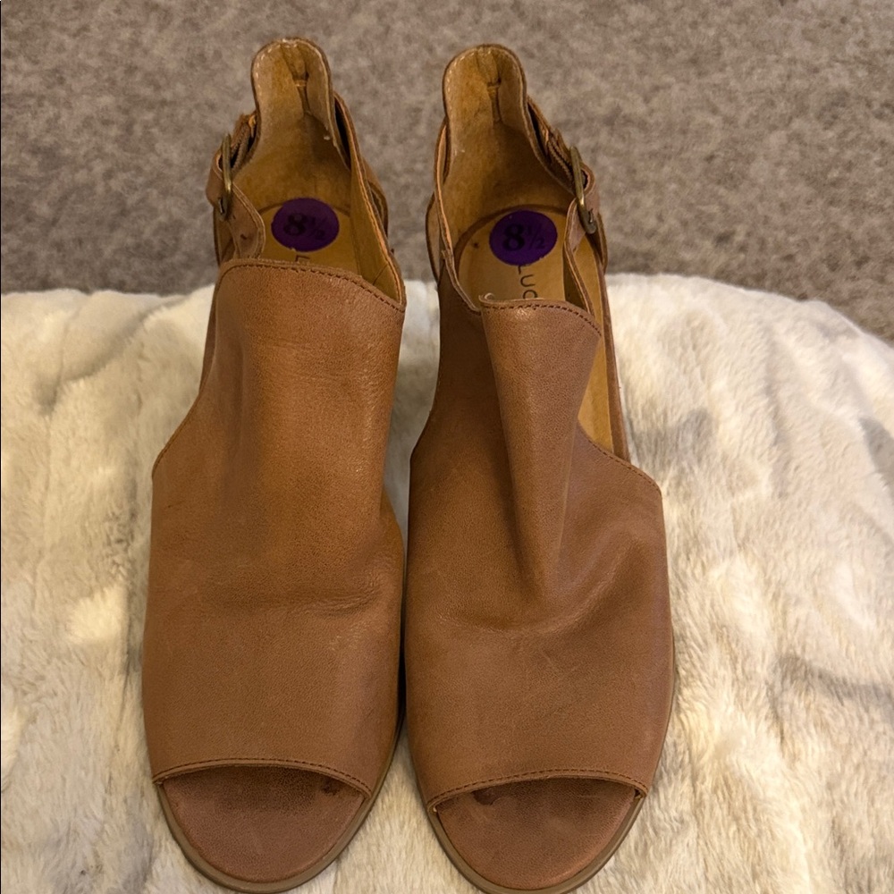 Lucky Brand Brown Open-Toe Mules